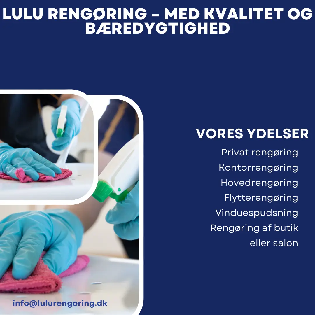 Lulu Rengøring tilbyder bæredygtig rengøring til hjem, kontorer og virksomheder i København.